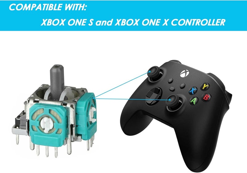 Veanic Replacement Thumbsticks for Xbox One S/X Controller, 4pcs 3D Joystick Parts Analog Caps with Repair Tools Kit, T6 T8 T10 Screwdriver Compatible with Xbox One S/X Controller - Image 2